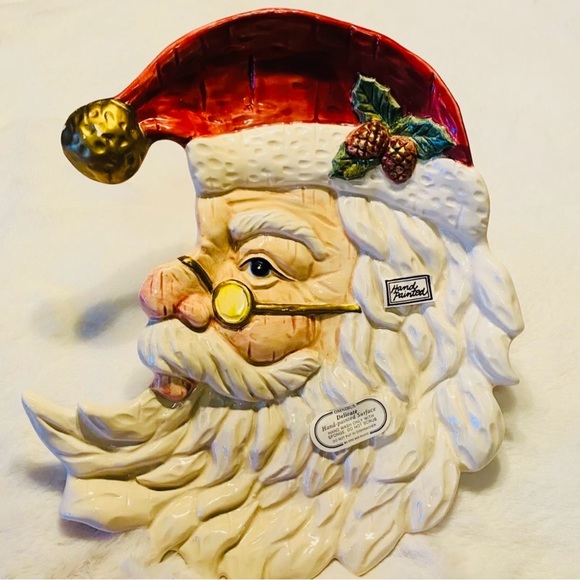 Fitz & Floyd Christmas Santa Hand Painted 3D Omnibus Holiday Plate Dish Vintage - Picture 9 of 12